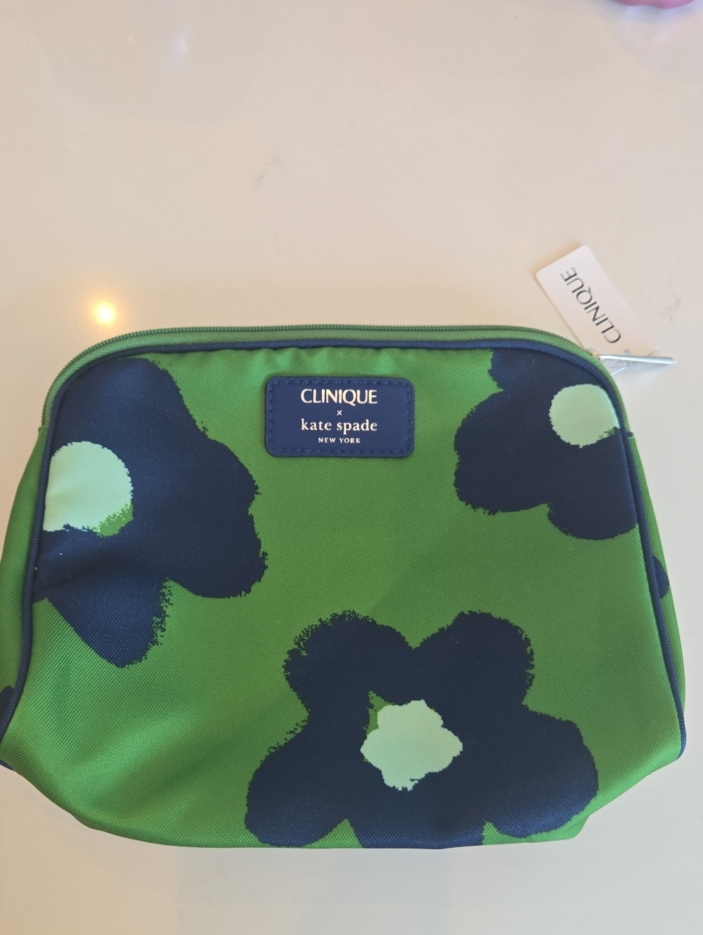 kate spade Green and Navy Floral Cosmetic Pouch